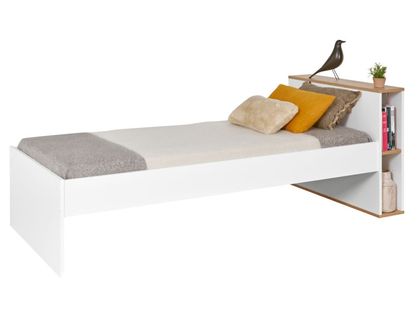 Lit Gigogne Avec Rangements 90x200 Blanc et Bois Milor