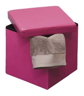 Pouf Et Coffre De Rangement Pliable Fuchsia 35 X 35 Cm