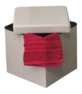 Pouf Et Coffre De Rangement Pliable Taupe  35 X 35 Cm