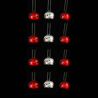 Lot De 12 Grelots Brillants - Rouge Et Argent