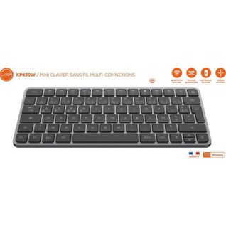 Mini Clavier Sans Fil - Touches Plates - Kp430w - Azerty - Fr - Noir