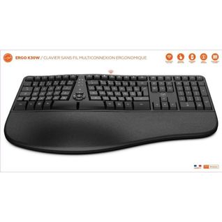 Clavier Sans Fil - Ergonomique - K30w - Azerty - Multi-connexions - Noir