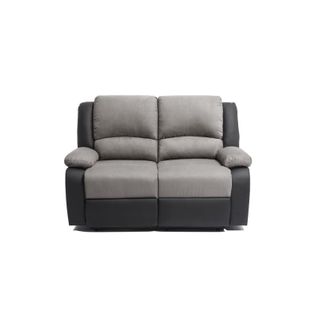 Canapé Relaxation 2 Places Microfibre / Simili Detente -  Gris / Noir