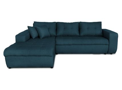 Canapé D'angle Suzie Convertible En Tissu - Angle Gauche,  Bleu Pétrole