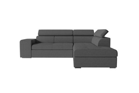 Canapé D'angle Soan Convertible En Tissu - Gris Foncé - Angle Droit