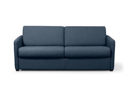 Canapé Convertible Express 3 Places Agathe En Tissu - Matelas 13cm - Bleu Foncé, Couchage 140x190cm