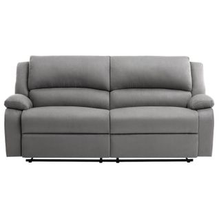 Relaxxo - Canapé Relax Manuel 3 Places Avec 2 Assises XXL Leo En Microfibre - Gris