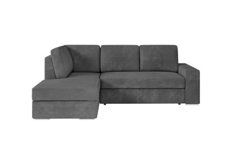 Aden - Canapé D'angle Convertible Avec Coffre En Velours Côtelé - Angle Gauche - Gris Foncé