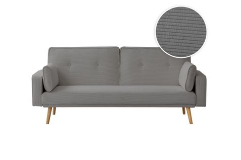 Canapé Droit Scandinave Elga Convertible 3 Places En Velours Côtelé - Gris