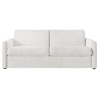 Canapé Convertible Express 3 Places Agathe En Tissu Bouclette - Matelas 13cm - Blanc - 140x190cm