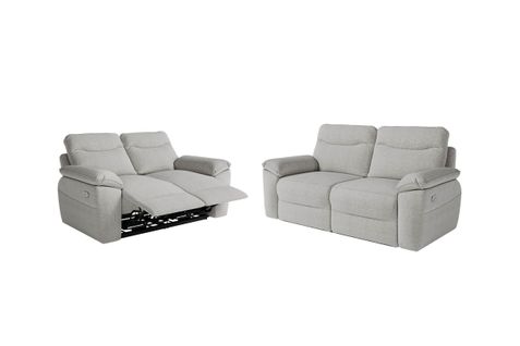 Pack - Canapé De Relaxation Ross Électrique 2 Et 3 Places En Tissu Texturé 3d - Gris Clair