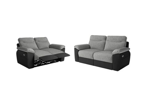 Pack - Canapé De Relaxation Ross Électrique 2 Et 3 Places En Tissu Et Simili - Noir/gris