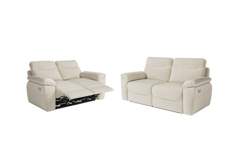 Pack - Canapé De Relaxation Ross Électrique 2 Et 3 Places En Tissu Antitache - Beige