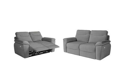 Pack - Canapé De Relaxation Ross Électrique 2 Et 3 Places En Tissu Antitache - Gris