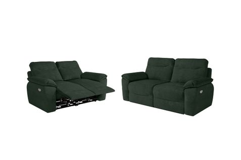 Pack - Canapé De Relaxation Ross Électrique 2 Et 3 Places En Velours Côtelé - Vert Foncé