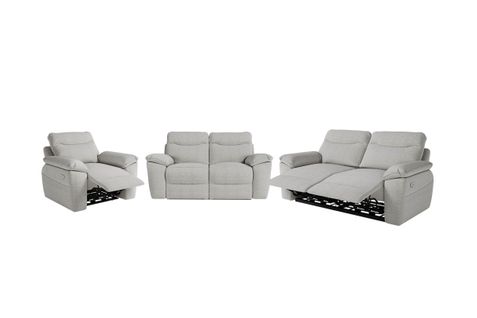 Canapés De Relaxation Ross Électriques 3 Et 2 Places Et Fauteuil En Tissu Texturé 3d - Gris Clair