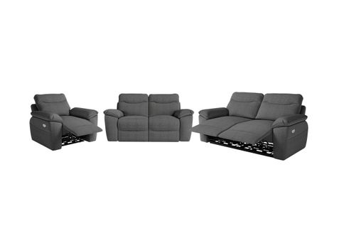 Canapés De Relaxation Ross Électriques 3 Et 2 Places Et Fauteuil En Tissu Texturé 3d - Gris Foncé