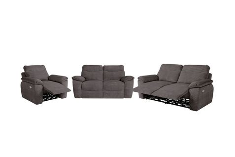 Canapés De Relaxation Ross Électriques 3 Et 2 Places Et Fauteuil En Velours Côtelé - Gris
