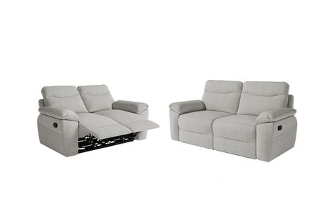 Pack - Canapé De Relaxation Ross Manuel 2 Et 3 Places En Tissu Texturé 3d - Gris Clair