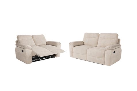 Pack - Canapé De Relaxation Ross Manuel 2 Et 3 Places En Velours Côtelé - Beige