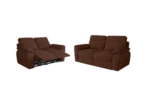 Pack - Canapé De Relaxation Ross Manuel 2 Et 3 Places En Velours Côtelé - Marron