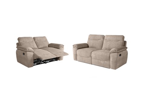 Pack - Canapé De Relaxation Ross Manuel 2 Et 3 Places En Velours Côtelé - Taupe