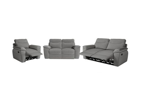 Canapés De Relaxation Ross Manuels 3 Et 2 Places Et Fauteuil En Tissu Antitache - Gris