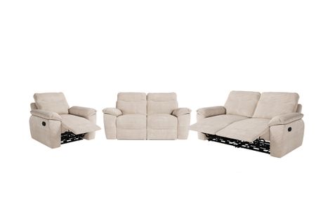 Canapés De Relaxation Ross Manuels 3 Et 2 Places Et Fauteuil En Velours Côtelé - Beige