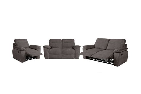 Canapés De Relaxation Ross Manuels 3 Et 2 Places Et Fauteuil En Velours Côtelé - Gris