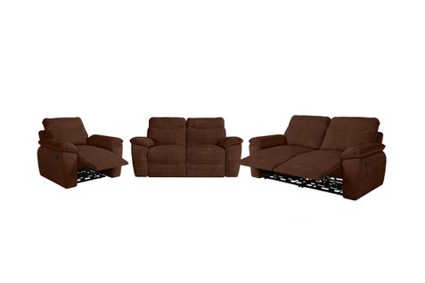 Canapés De Relaxation Ross Manuels 3 Et 2 Places Et Fauteuil En Velours Côtelé - Marron