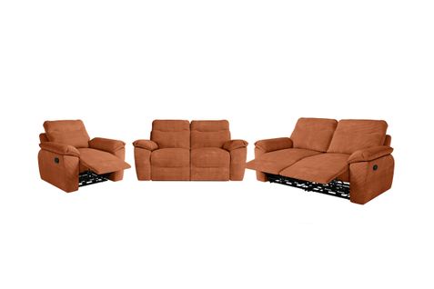 Canapés De Relaxation Ross Manuels 3 Et 2 Places Et Fauteuil En Velours Côtelé - Terracotta