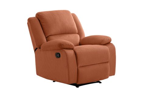 Relaxxo - Fauteuil Relaxation Manuel Leo En Velours Côtelé - Terracotta