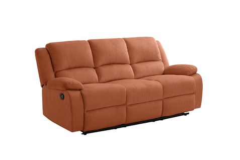 Relaxxo - Canapé De Relaxation Manuel 3 Places Leo En Velours Côtelé - Terracotta