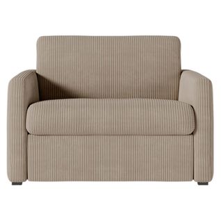 Fauteuil Agathe Convertible Express 70x190cm En Velours Côtelé Taupe - Matelas 13cm