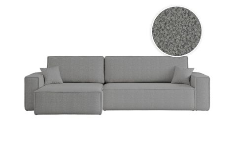 Canapé Farah D'angle Max Réversible Et Convertible 5 Places En Tissu Bouclette - Gris