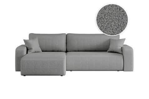 Canapé Alya D'angle Max Réversible Et Convertible 5 Places En Tissu Bouclette - Gris