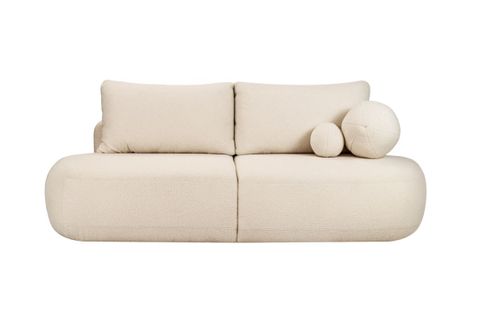 Canapé Convertible Droit 4 Places Fabio En Tissu Bouclette - Blanc Cassé