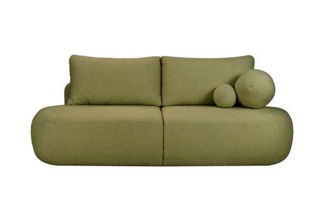 Canapé Convertible Droit 4 Places Fabio En Tissu Bouclette - Vert Kaki