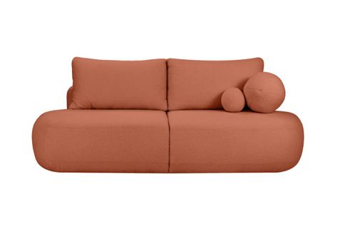 Canapé Convertible Droit 4 Places Fabio En Tissu Bouclette - Terracotta