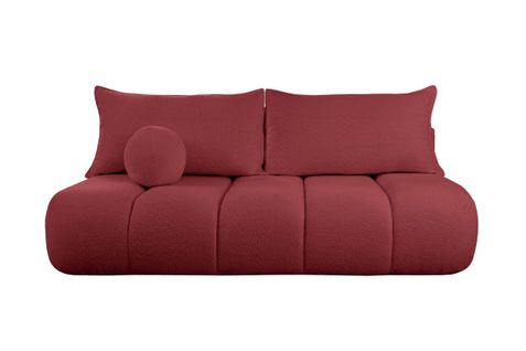 Canapé Convertible Droit 3 Places Merry En Tissu Bouclette - Bordeaux