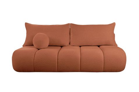 Canapé Convertible Droit 3 Places Merry En Tissu Bouclette - Terracotta
