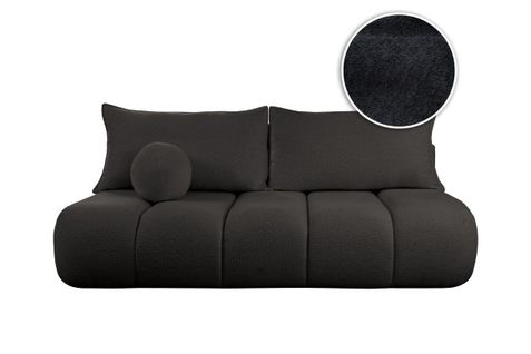 Canapé Convertible Droit 3 Places Merry En Tissu Bouclette - Noir
