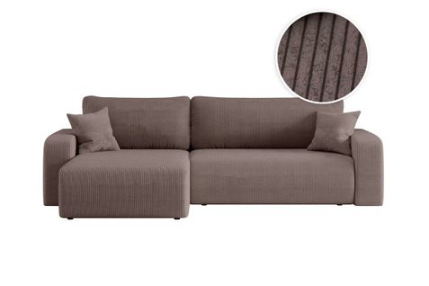 Canapé Alya D'angle Max Réversible Et Convertible 5 Places En Velours Côtelé - Marron Glacé
