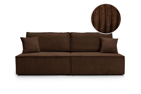 Canapé Convertible 3 Places Fiona Sans Accoudoirs Coffre De Rangement Velours Côtelé - Marron