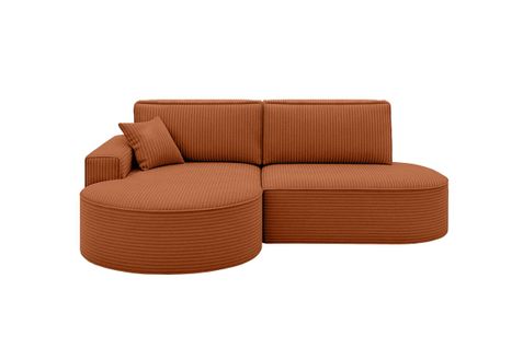 Canapé D'angle Gauche Convertible 4 Places Marlo En Velours Cotelé - Terracotta