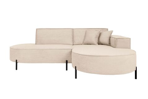 Canapé D'angle Droit 4 Places Marlon En Velours Côtelé - Beige