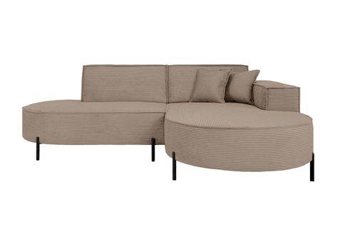Canapé D'angle Droit 4 Places Marlon En Velours Côtelé - Taupe