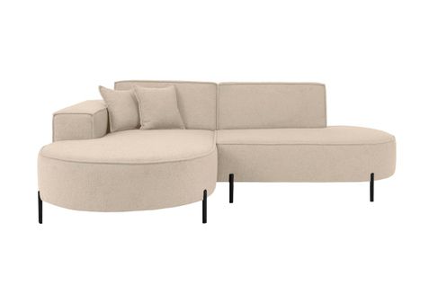 Canapé D'angle Gauche 4 Places Marlon En Tissu Bouclette - Beige