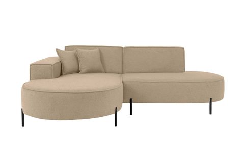 Canapé D'angle Gauche 4 Places Marlon En Tissu Bouclette - Taupe