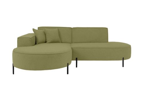 Canapé D'angle Gauche 4 Places Marlon En Tissu Bouclette - Vert Kaki